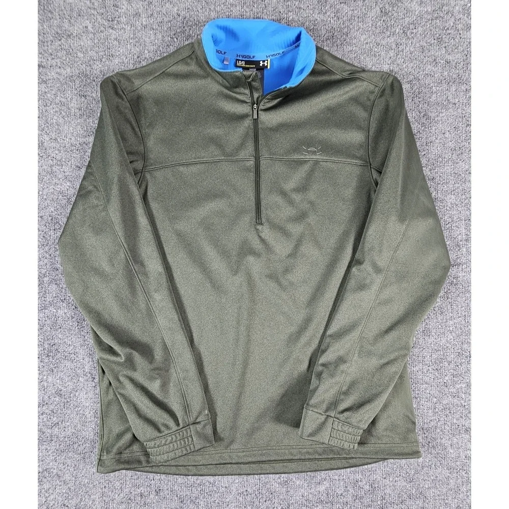 Under Armour Pullover Mens‎ Large Green 1/4 Zip Golf Storm Fleece Lightweight